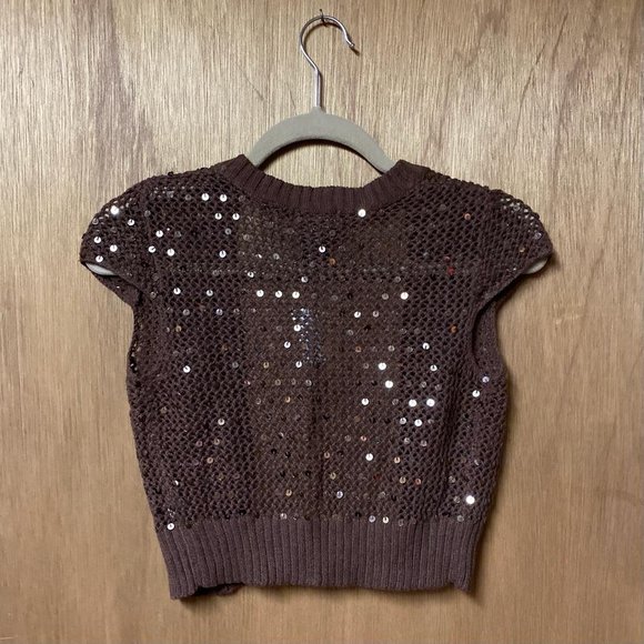NWT Wet Seal Brown Knit Sequin Shrug Size S - Picture 3 of 5